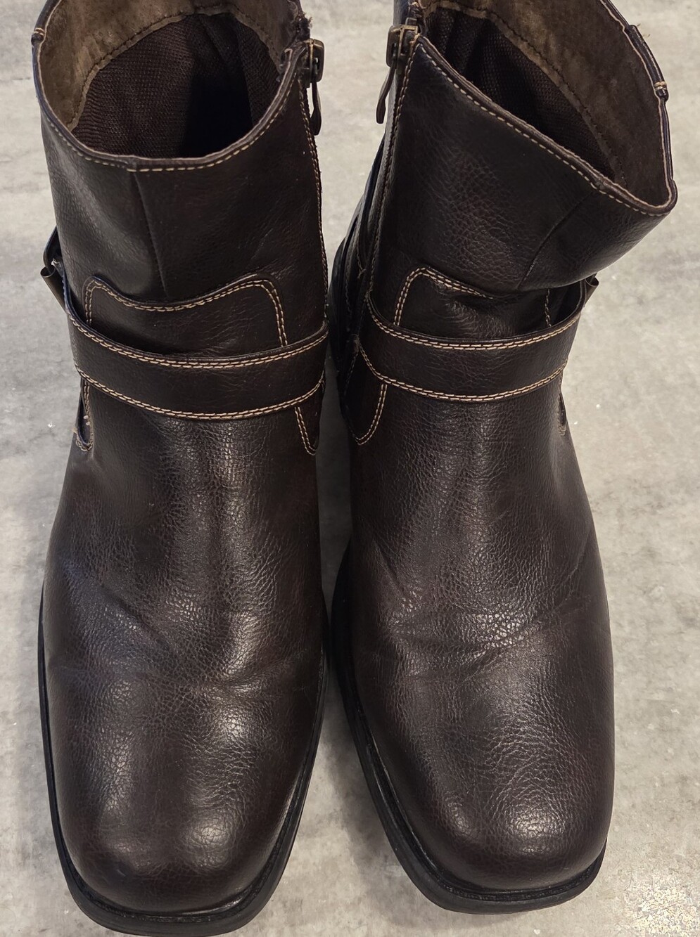 Steve Madden M-Frave Dark Brown Leather Ankle Boots with Strap
